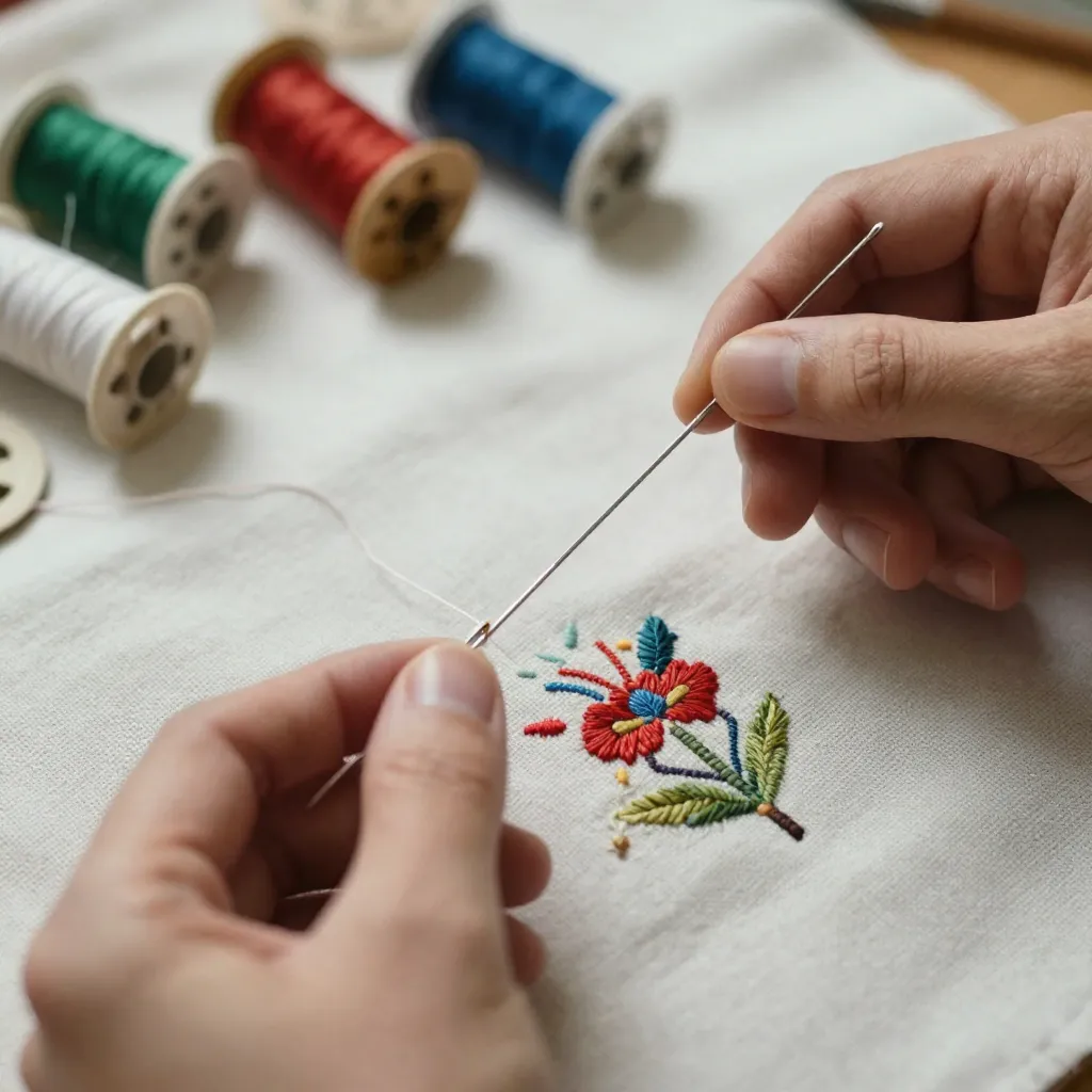 Handgemaakt borduurwerk in detail