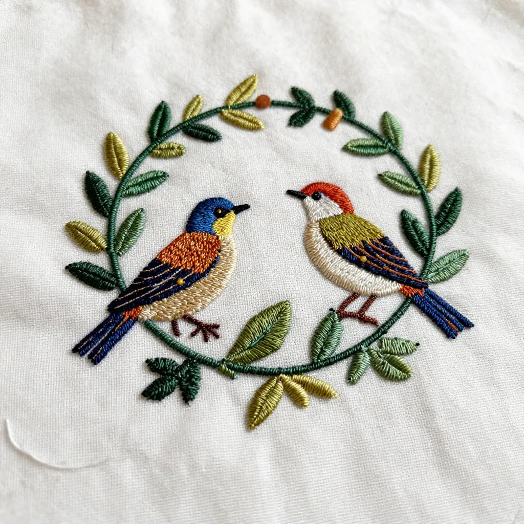 Natuurlijke fotografie van borduurwerk materiaal